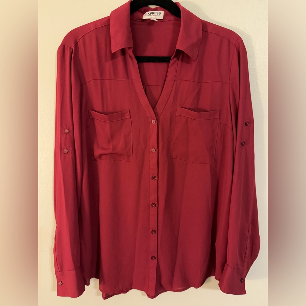 Express Deep Red Button Down Shirt